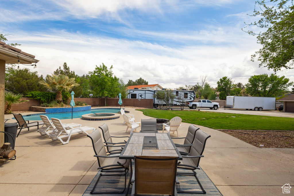 View of patio featuring outdoor dining space