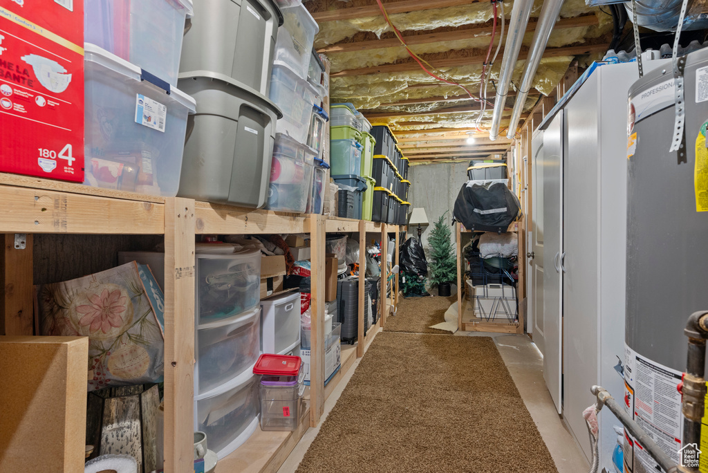 Storage with water heater