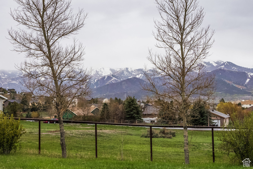 View of yard with a mountain view