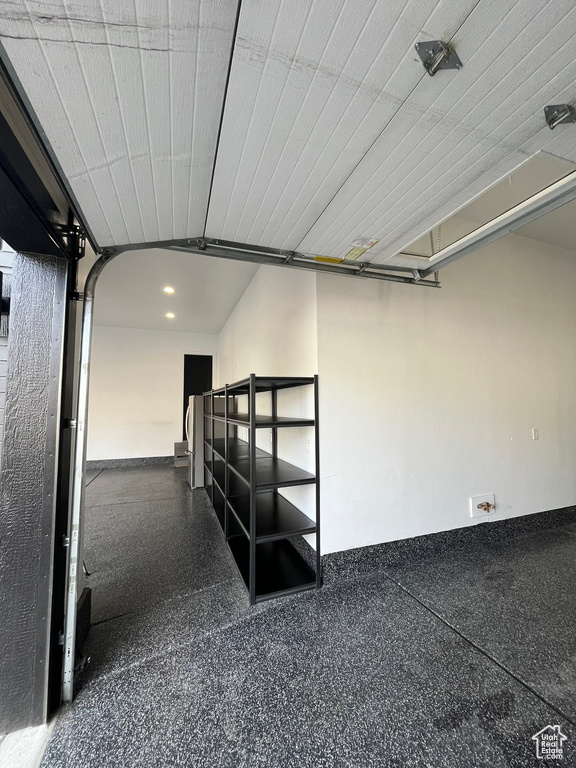 Garage featuring recessed lighting