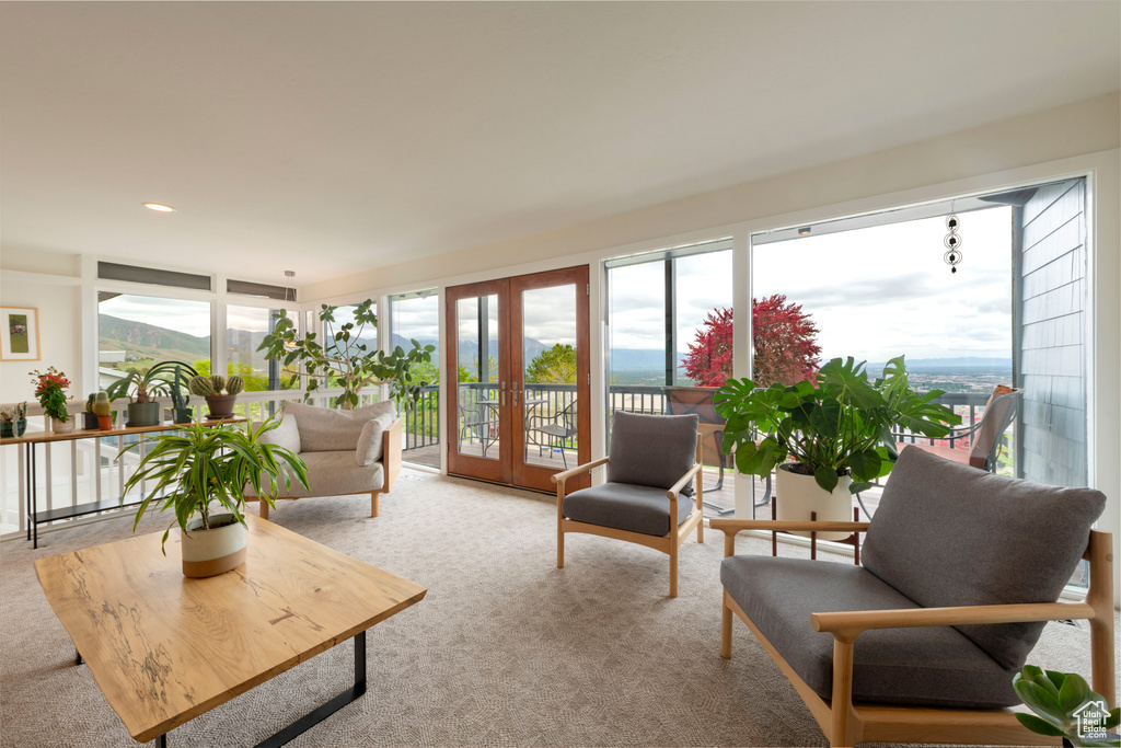 Sunroom with french doors
