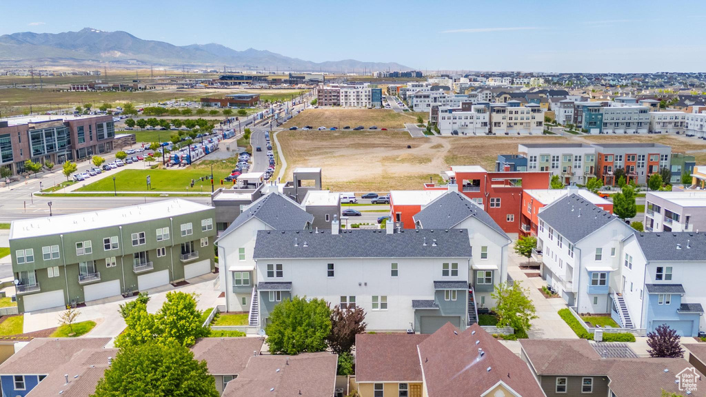 Drone / aerial view of a mountain backdrop