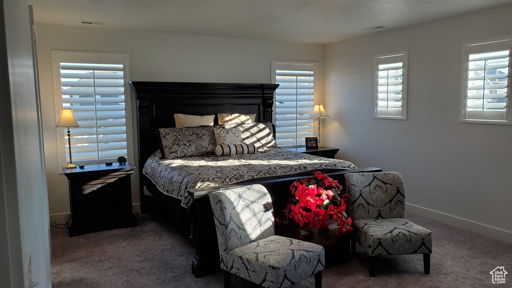 Bedroom with carpet and baseboards