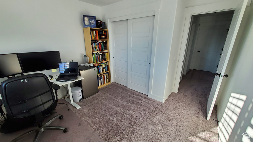 Home office featuring carpet floors
