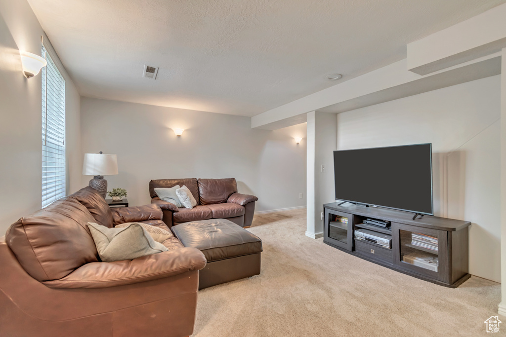 Living room with carpet flooring