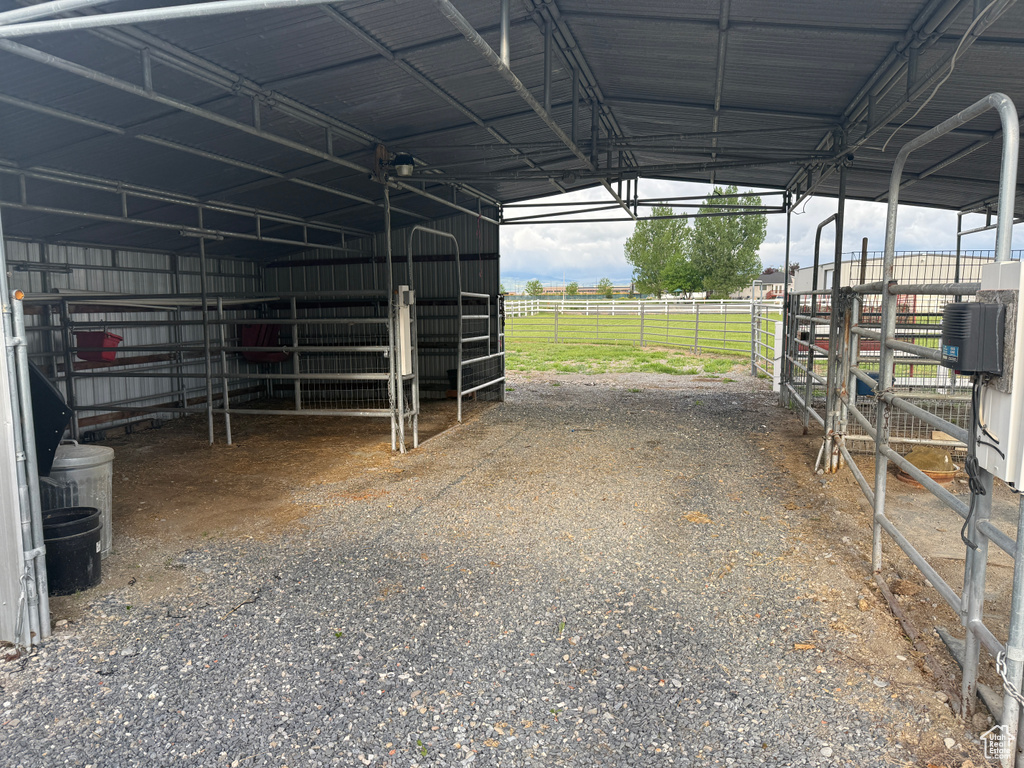 Horse barn with a view of countryside