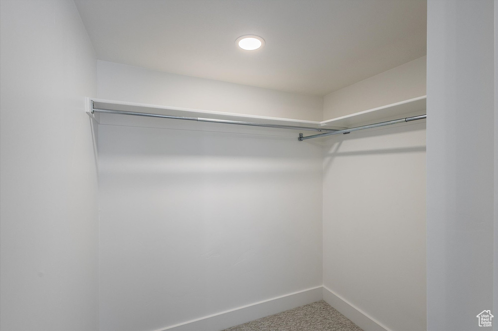 Spacious closet with carpet flooring