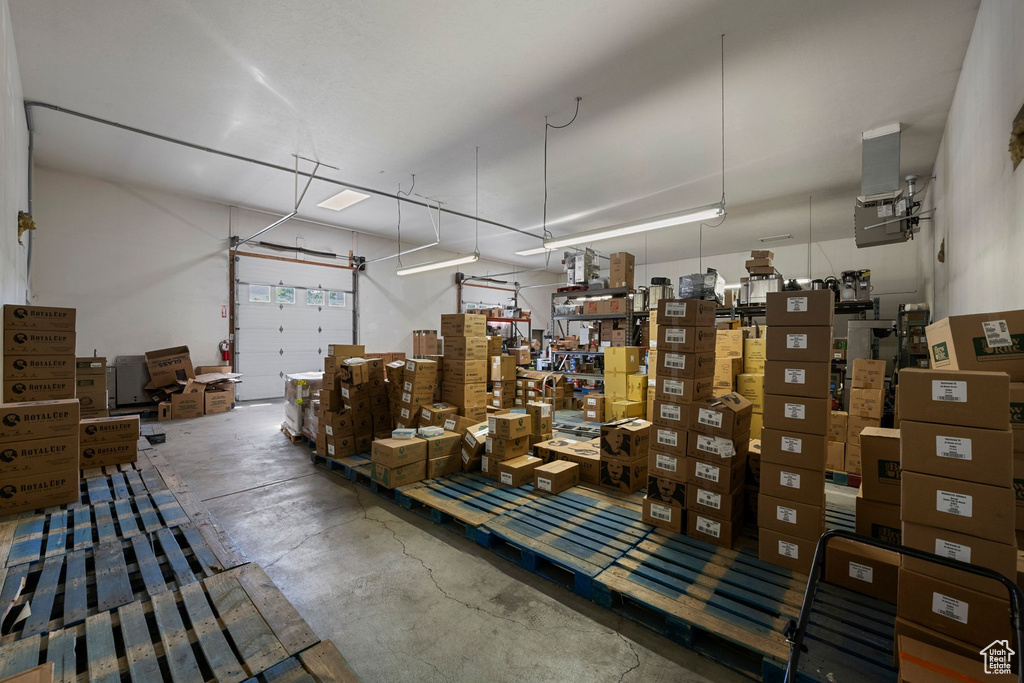 Garage with a workshop area