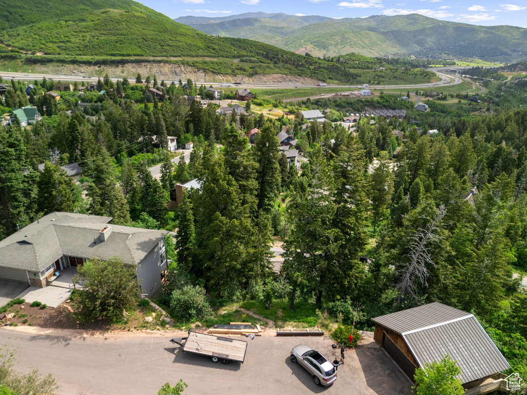 Bird\\\'s eye view of a mountainous background