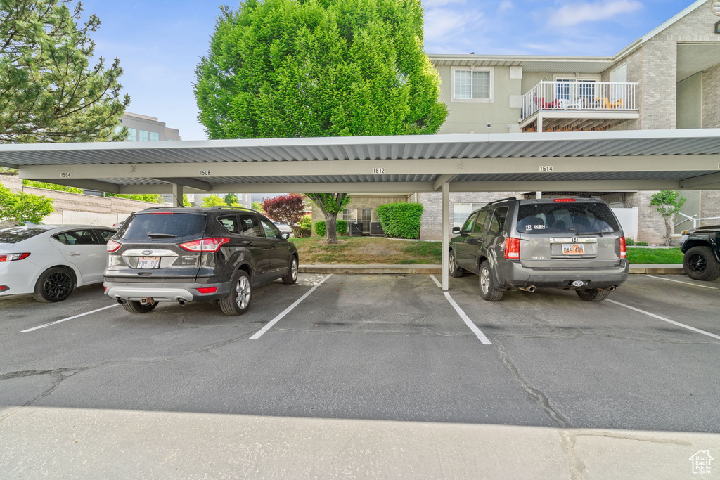 View of covered parking lot