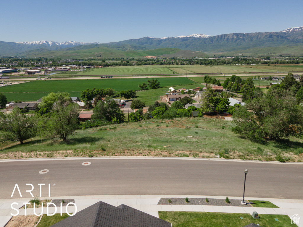 Mountain view featuring rural landscape and farmland