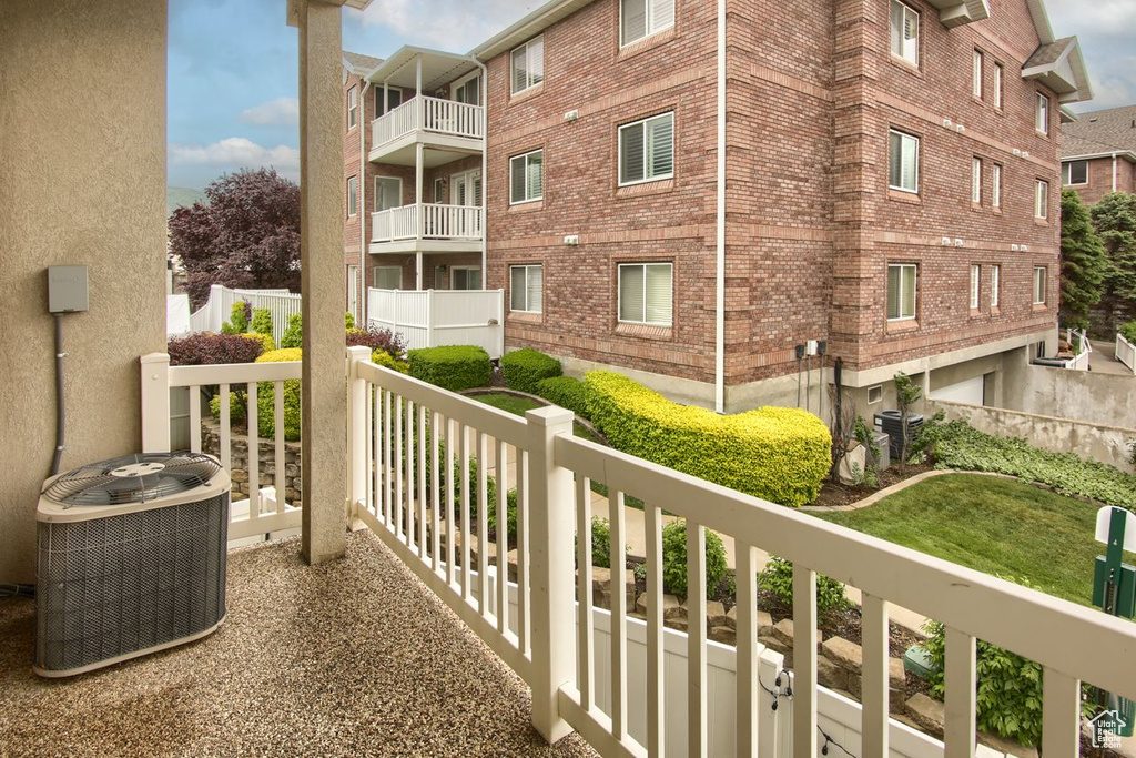 Balcony featuring central air condition unit