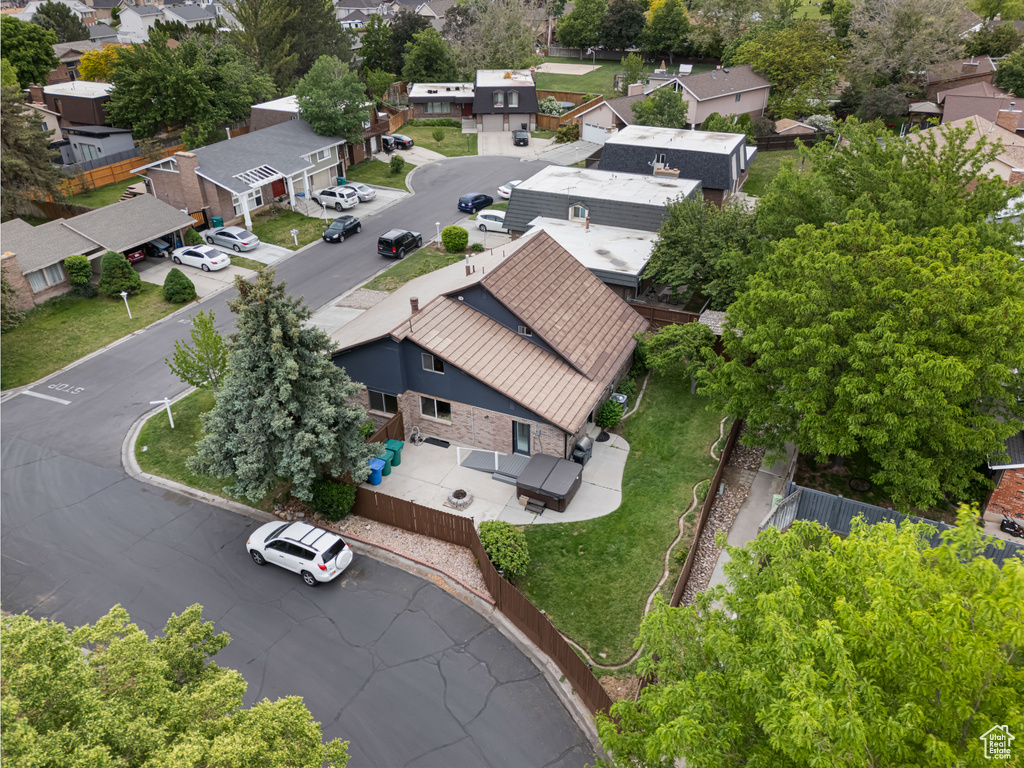 Aerial perspective of suburban area