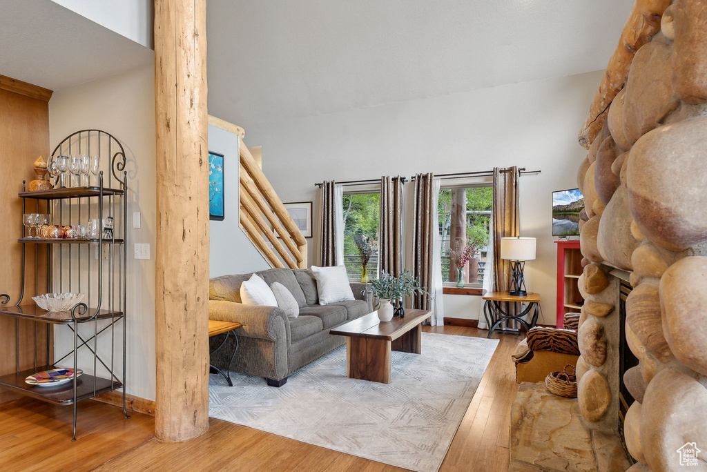 Living room featuring wood finished floors and baseboards