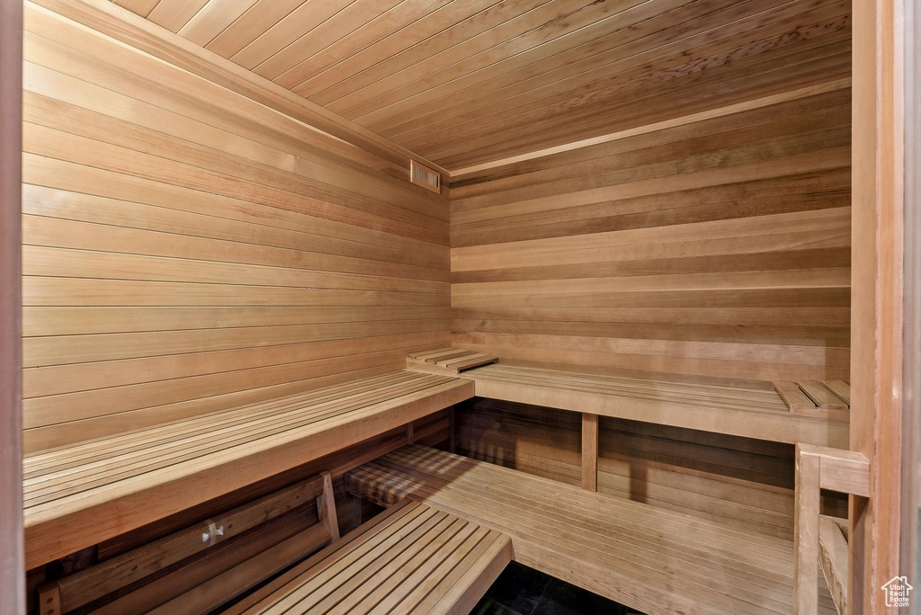 Sauna / steam room featuring wooden ceiling