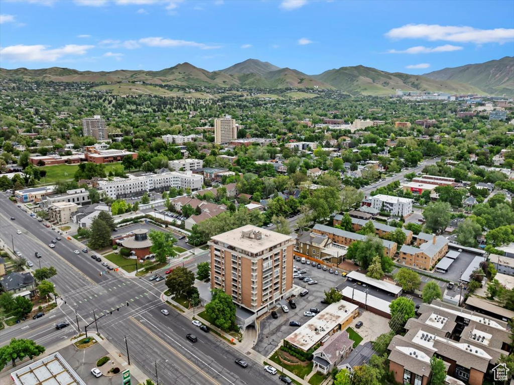 Aerial view of a mountainous background