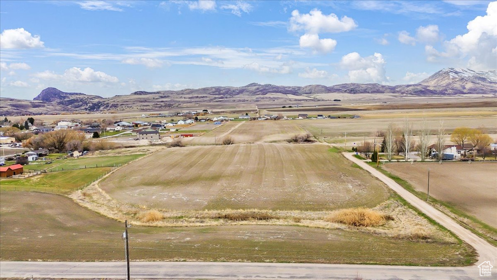 Aerial view of a mountainous background