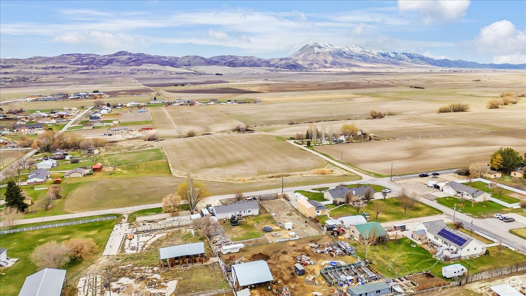 Aerial overview of property\'s location with a mountain backdrop