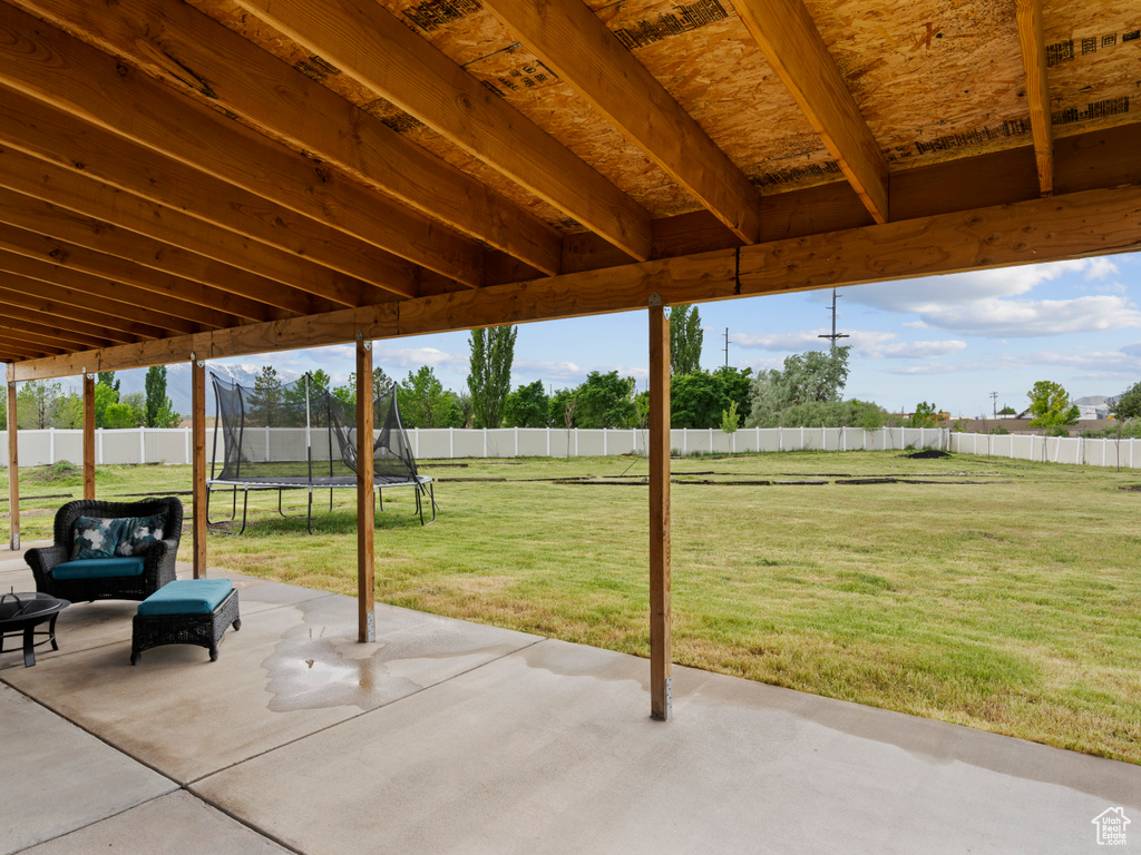 View of patio / terrace featuring a trampoline