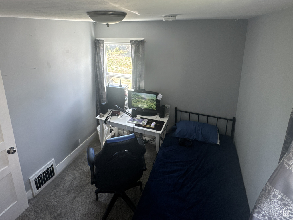 Home office featuring carpet floors