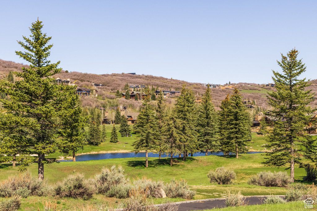 Mountain view featuring a large body of water