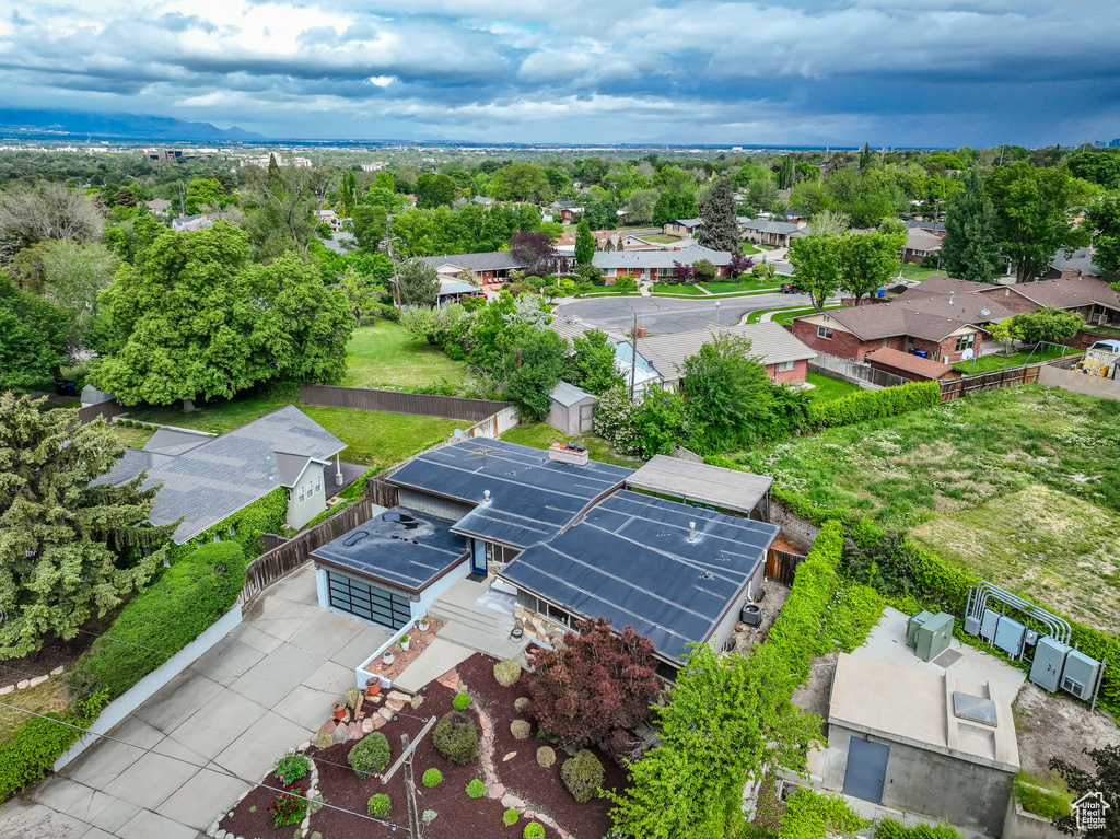 Aerial perspective of suburban area