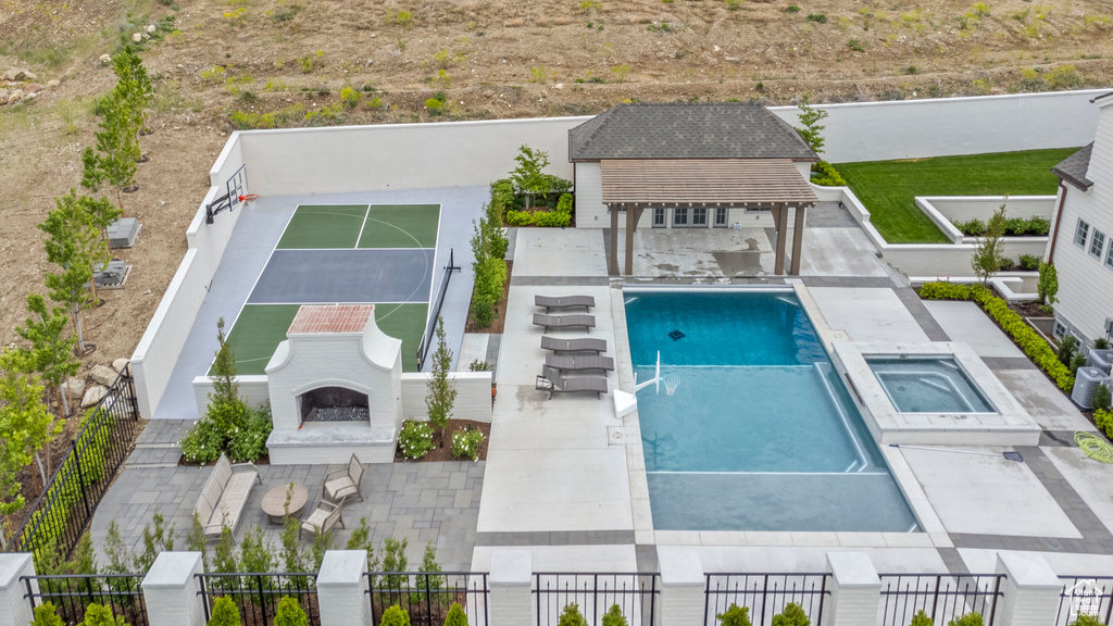 Bird's eye view of a pool
