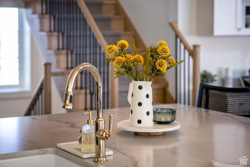 Detailed view of white cabinetry