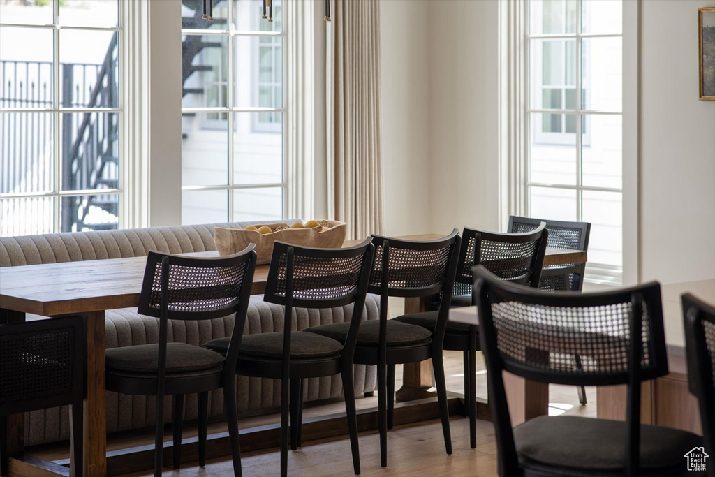 Dining area featuring wood finished floors