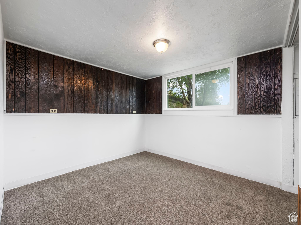 Unfurnished room featuring carpet flooring, a textured ceiling, and baseboards