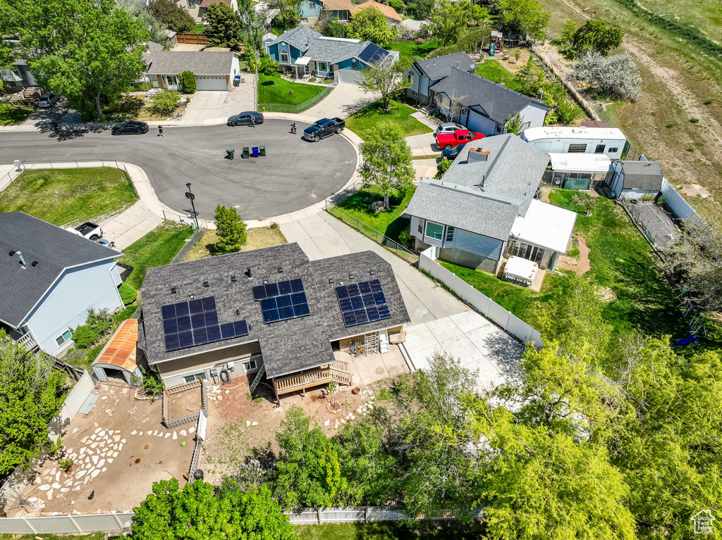 Aerial perspective of suburban area