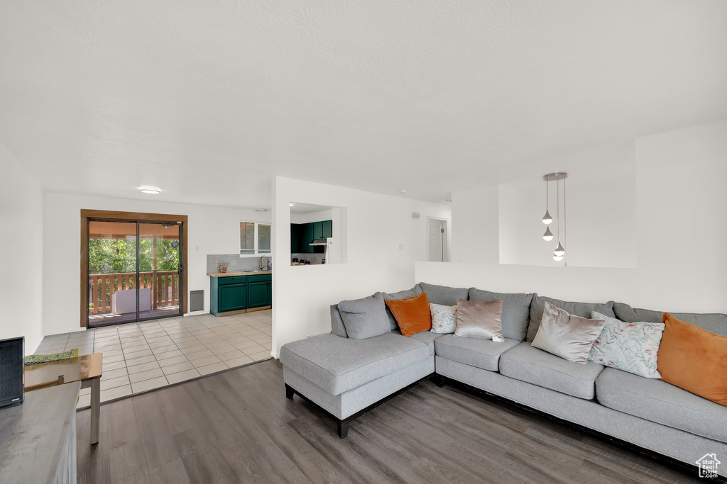 Living room with wood finished floors