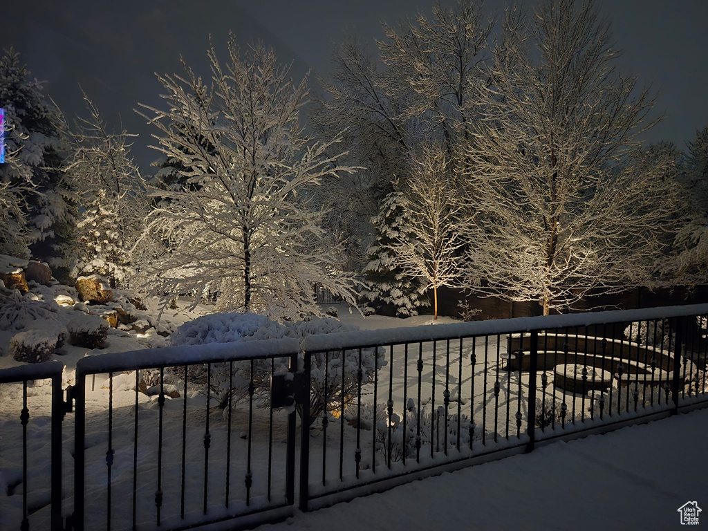 View of snow covered deck