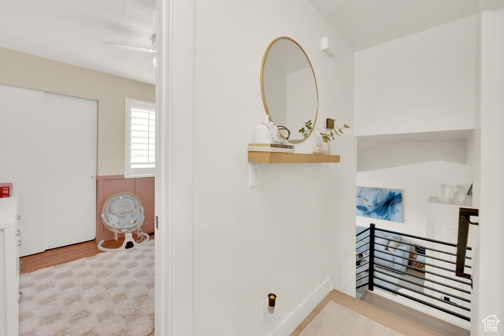 Bathroom with wood finished floors