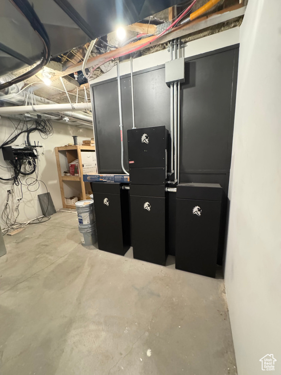 View of unfinished basement