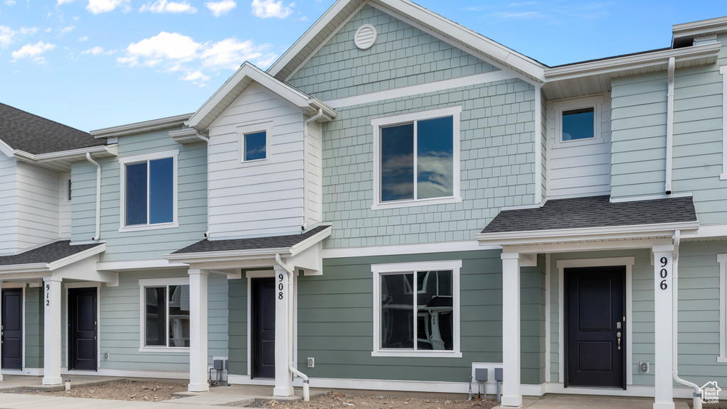 Multi unit property with a shingled roof