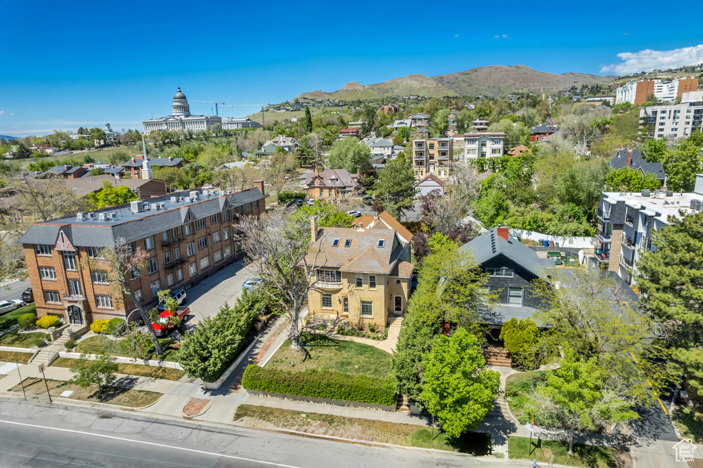 Bird's eye view of a mountain backdrop