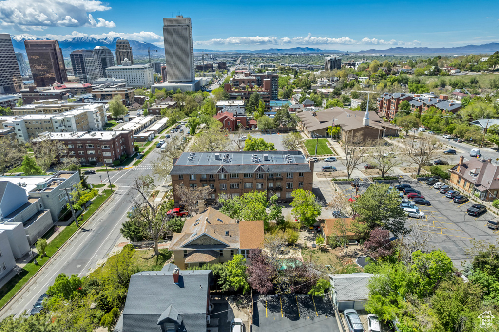View of urban area featuring a mountain backdrop