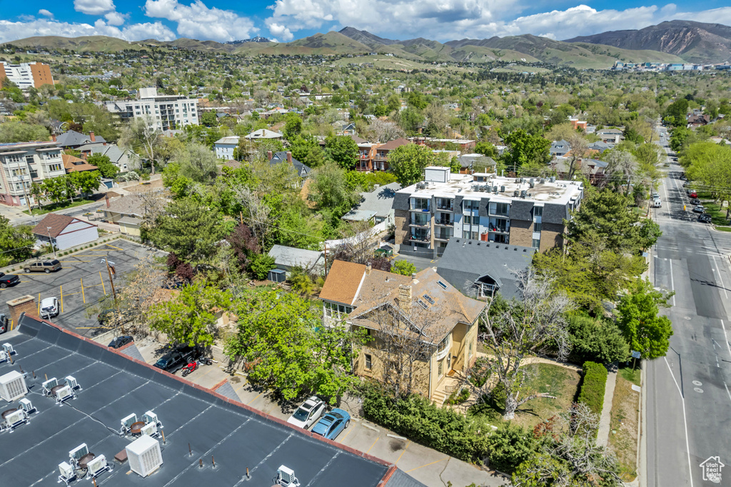Aerial view of a mountainous background