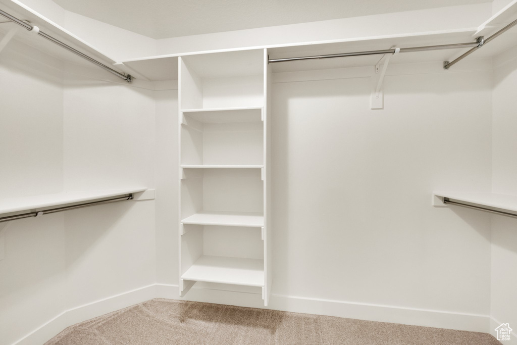 Walk in closet with carpet flooring