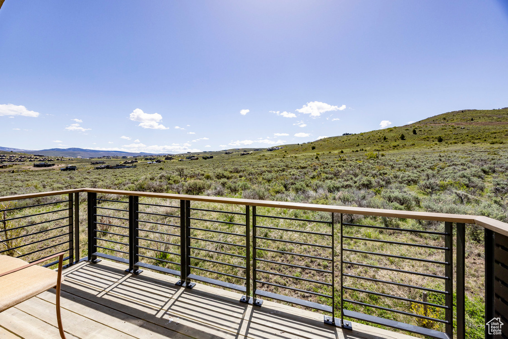 Balcony with a mountain view