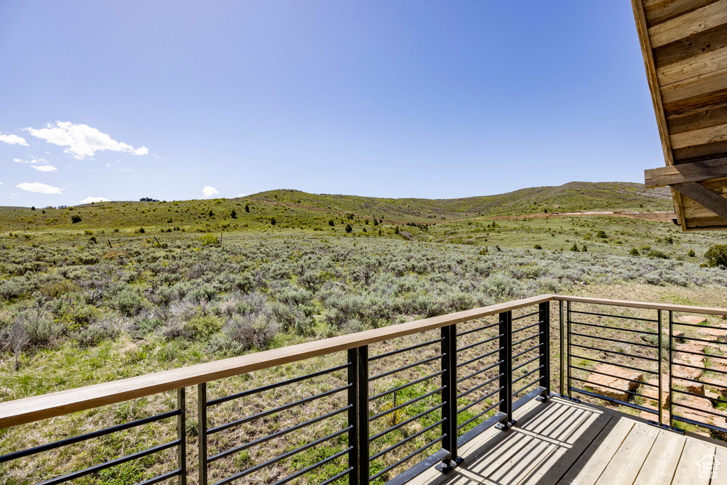 Balcony with a mountain view