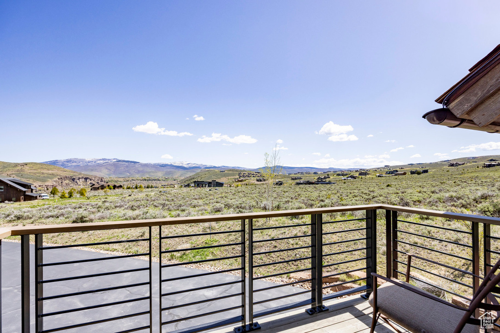 Balcony with a mountain view