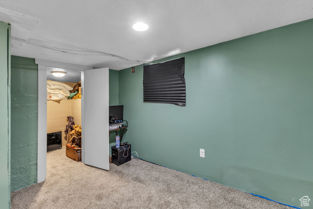 Finished below grade area with carpet flooring