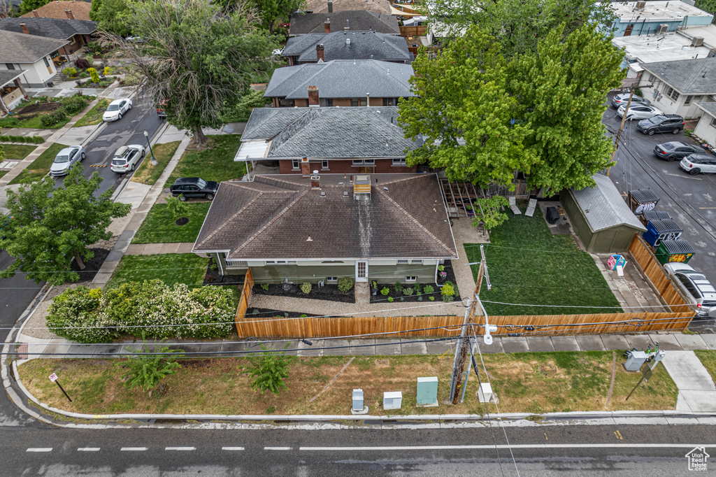Aerial perspective of suburban area
