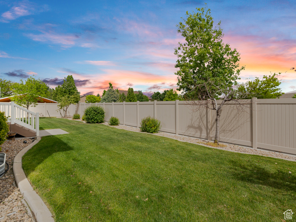 View of yard at dusk