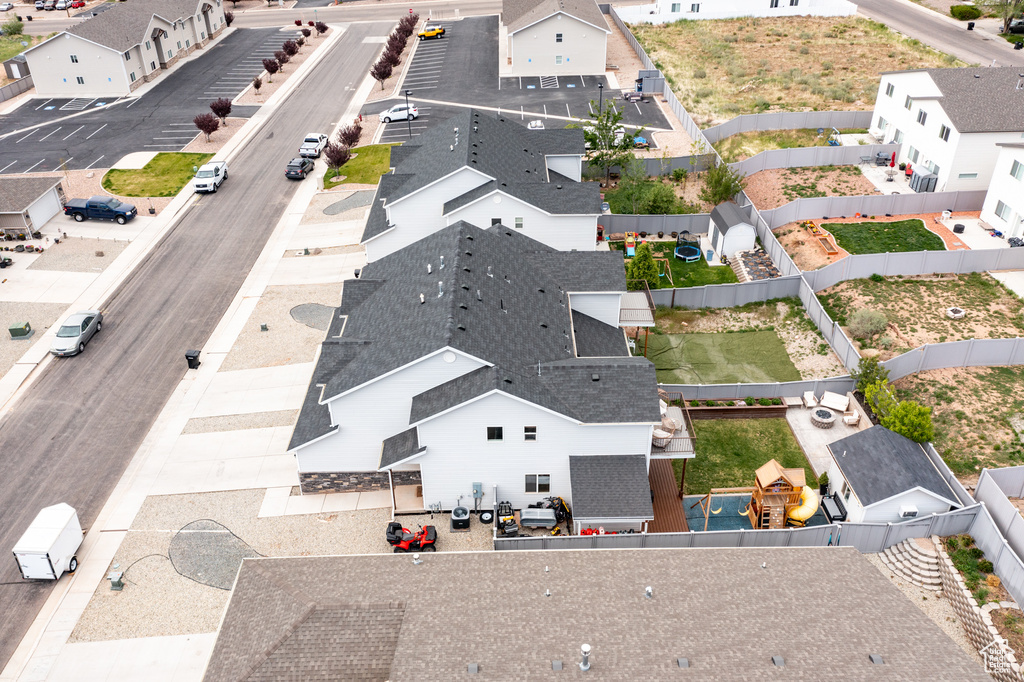 Aerial perspective of suburban area