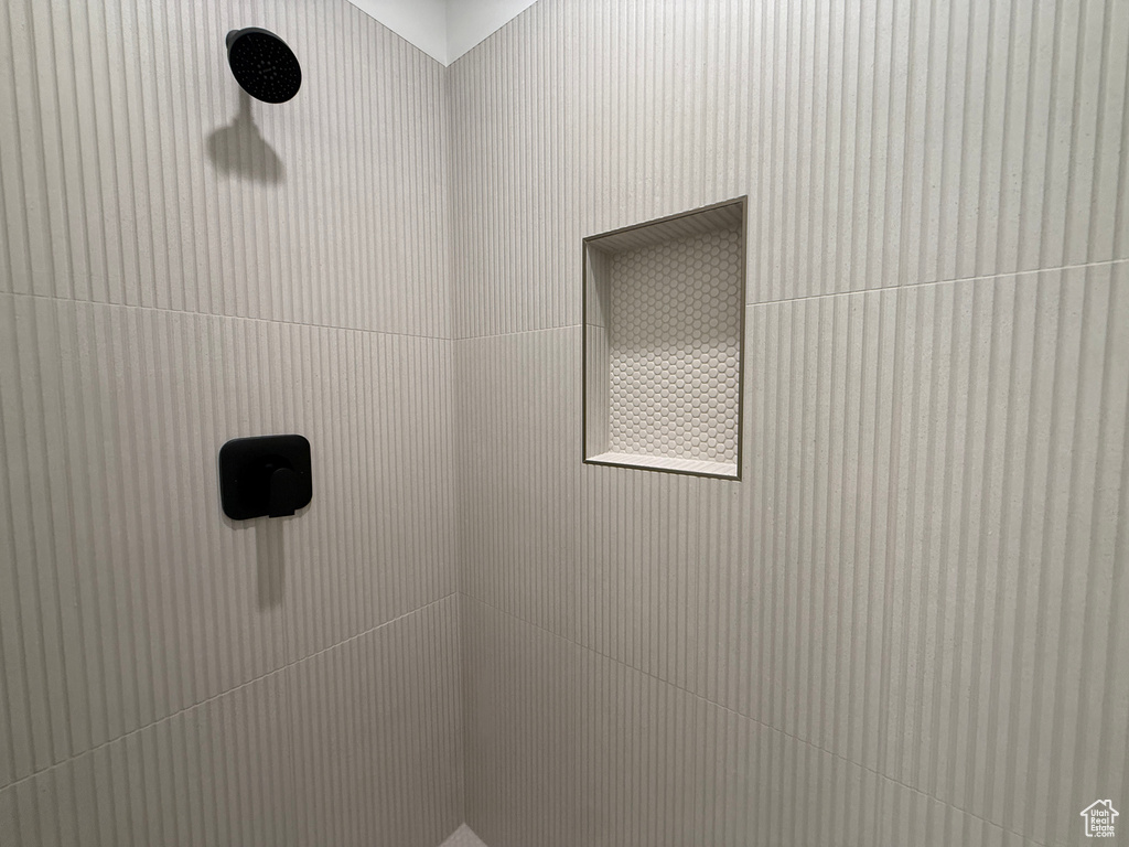 Bathroom view of tiled shower