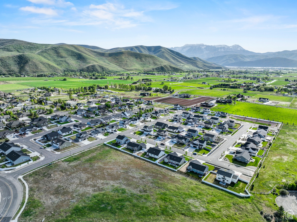 Aerial view of a mountainous background