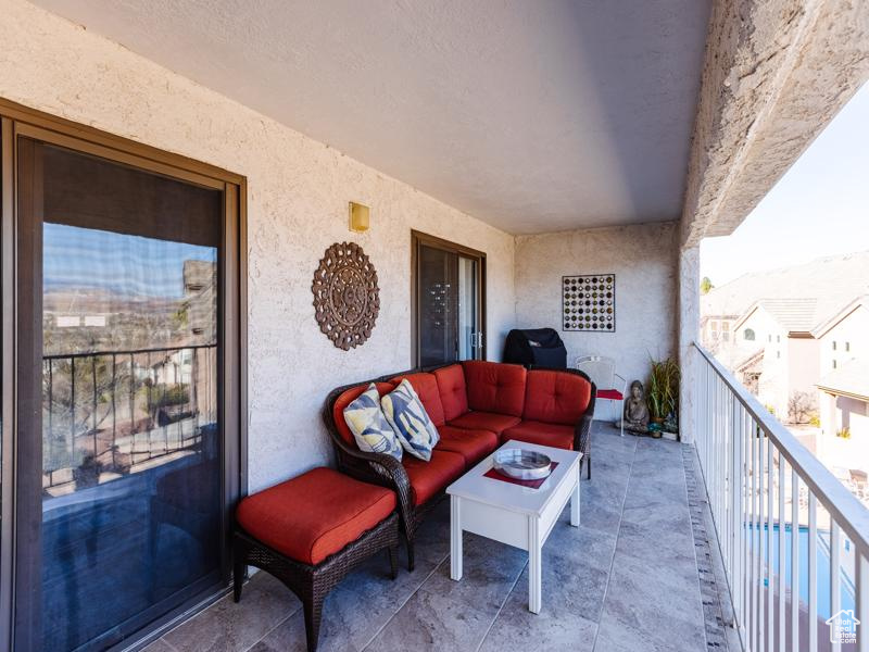 Balcony with an outdoor hangout area
